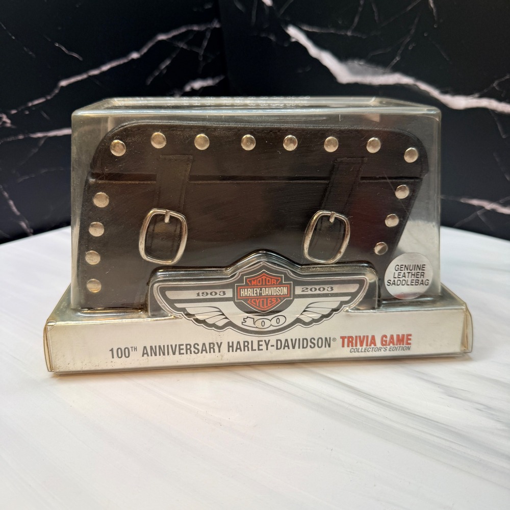 Harley-Davidson 100th Anniversary Trivia Game Leather Saddlebag Collector Ed.